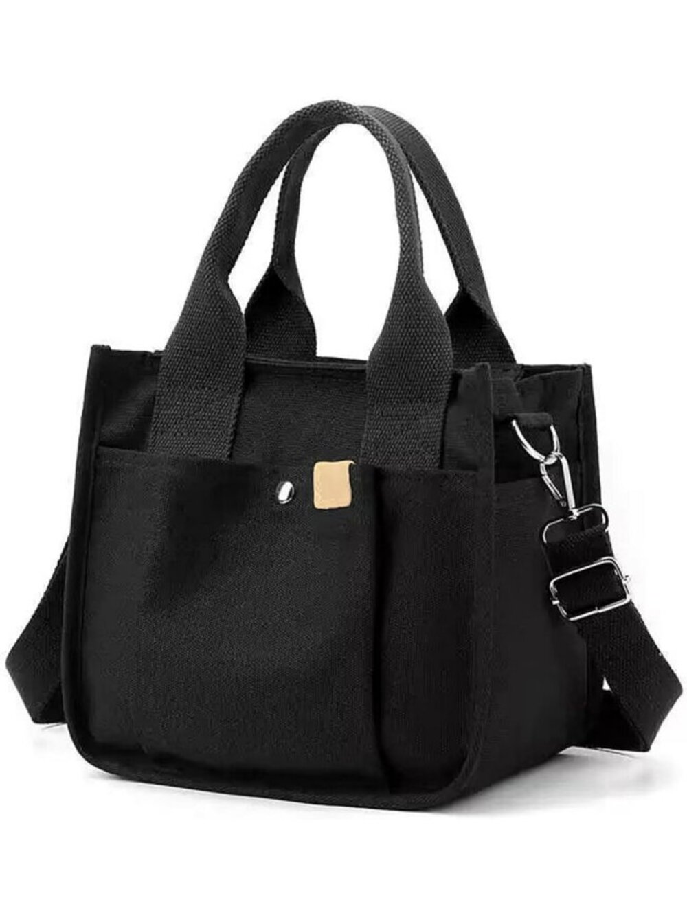 Stylish Small Canvas Tote Bag with Zipper - Versatile Crossbody & Shoulder